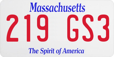 MA license plate 219GS3
