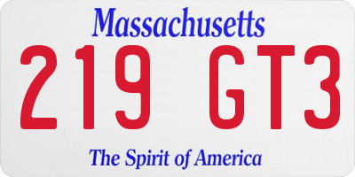 MA license plate 219GT3