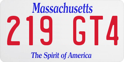 MA license plate 219GT4