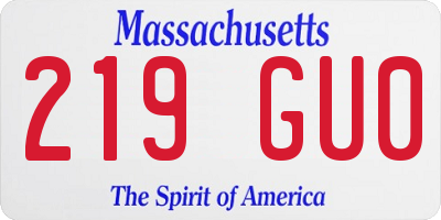 MA license plate 219GU0