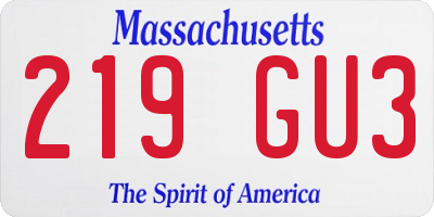 MA license plate 219GU3