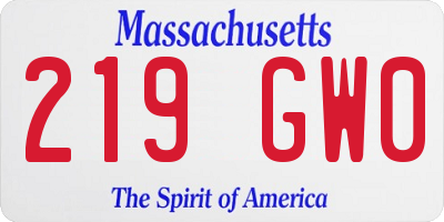 MA license plate 219GW0