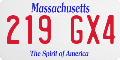 MA license plate 219GX4