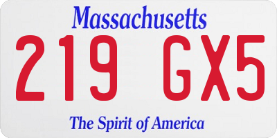 MA license plate 219GX5