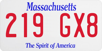 MA license plate 219GX8