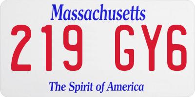 MA license plate 219GY6