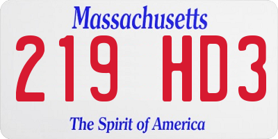 MA license plate 219HD3