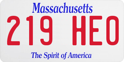 MA license plate 219HE0