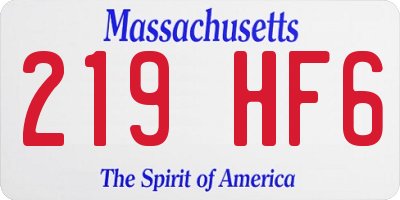 MA license plate 219HF6