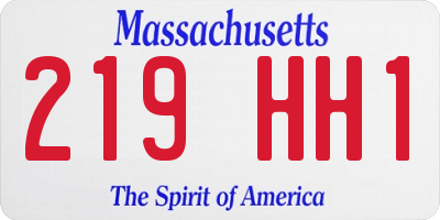 MA license plate 219HH1