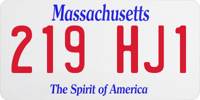 MA license plate 219HJ1