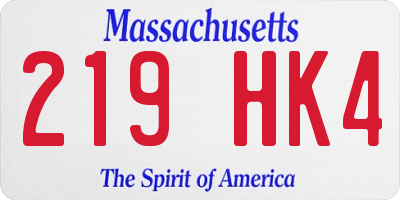 MA license plate 219HK4