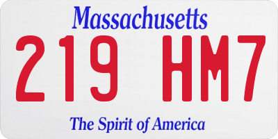 MA license plate 219HM7