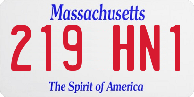 MA license plate 219HN1