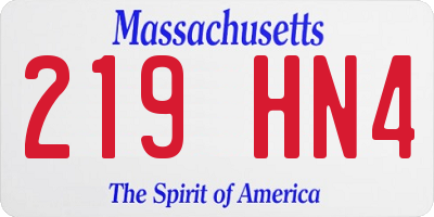MA license plate 219HN4