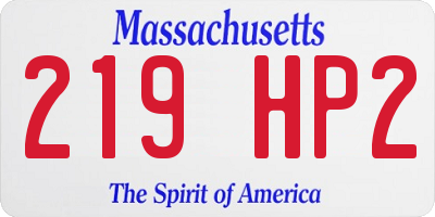 MA license plate 219HP2
