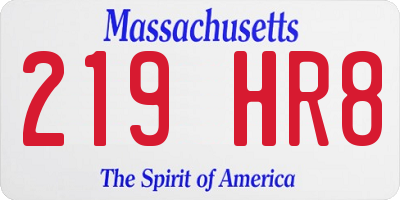 MA license plate 219HR8