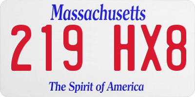 MA license plate 219HX8