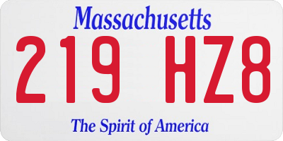 MA license plate 219HZ8