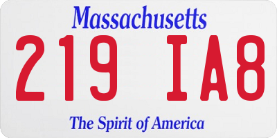 MA license plate 219IA8