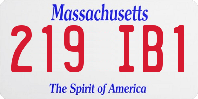 MA license plate 219IB1