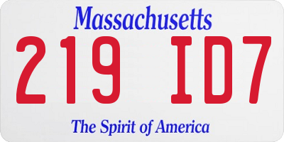 MA license plate 219ID7