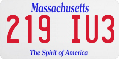 MA license plate 219IU3