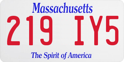 MA license plate 219IY5