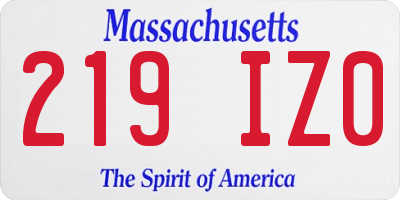 MA license plate 219IZ0