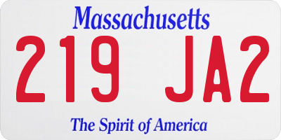 MA license plate 219JA2