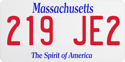 MA license plate 219JE2
