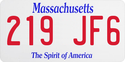 MA license plate 219JF6