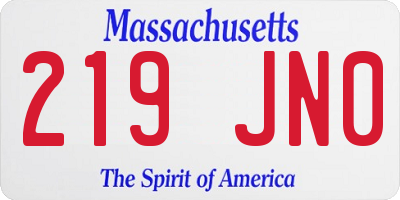 MA license plate 219JN0