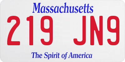 MA license plate 219JN9
