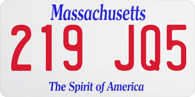 MA license plate 219JQ5