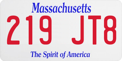 MA license plate 219JT8