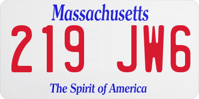 MA license plate 219JW6