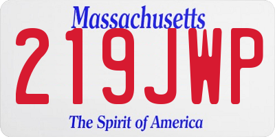 MA license plate 219JWP