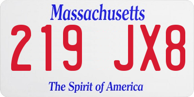 MA license plate 219JX8