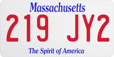 MA license plate 219JY2