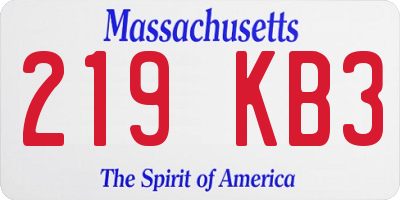 MA license plate 219KB3