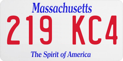 MA license plate 219KC4