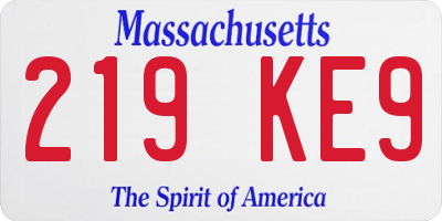 MA license plate 219KE9