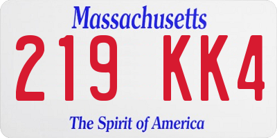 MA license plate 219KK4