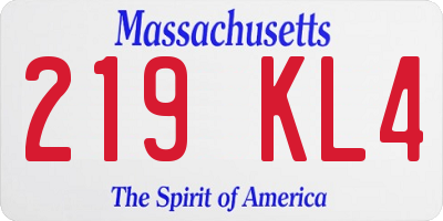 MA license plate 219KL4