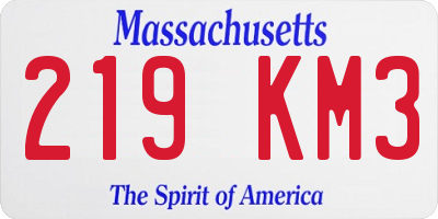 MA license plate 219KM3