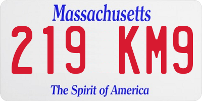 MA license plate 219KM9