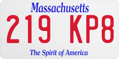 MA license plate 219KP8