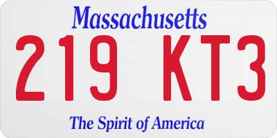 MA license plate 219KT3