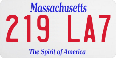 MA license plate 219LA7